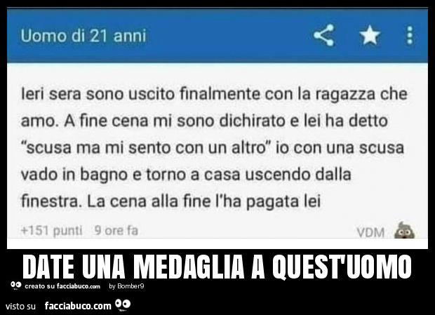 Date Una Medaglia A Quella Donna Date una medaglia a quest'uomo - Facciabuco.com