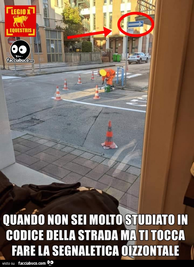 Quando non sei molto studiato in codice della strada ma ti tocca fare la segnaletica orizzontale