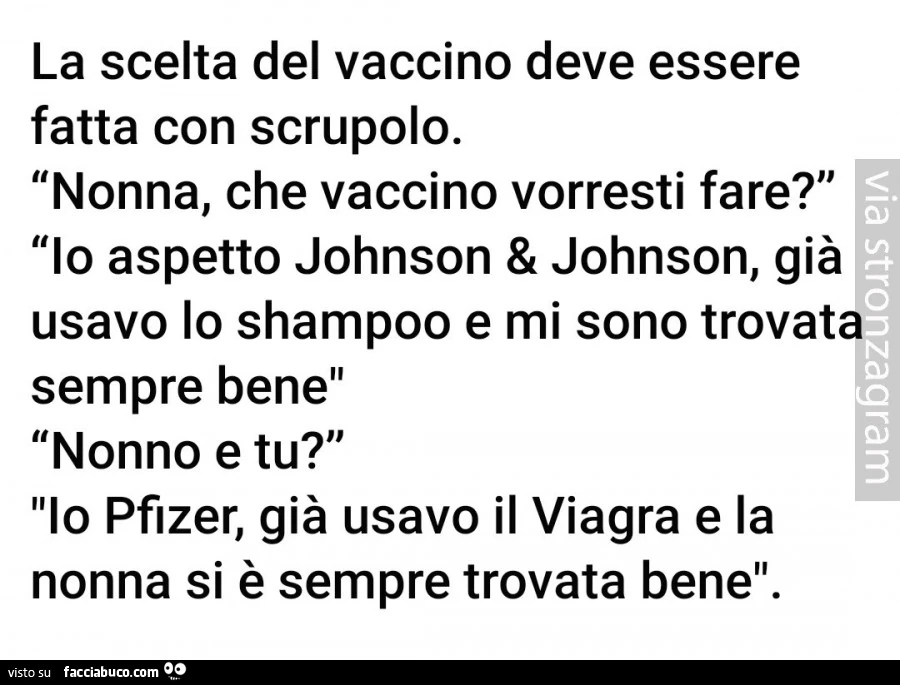La scelta del vaccino deve essere fatta con scrupolo. Nonna, che vaccino vorresti fare?