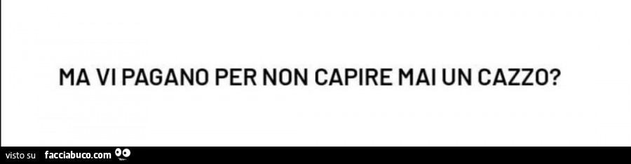 Ma vi pagano per non capire mai un cazzo?