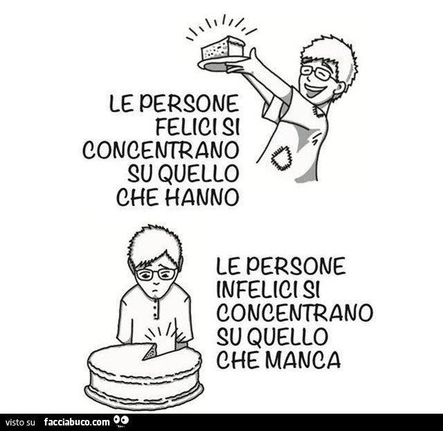 Le persone felici si concentrano su quello che hanno le persone infelici si concentrano su quello che manca