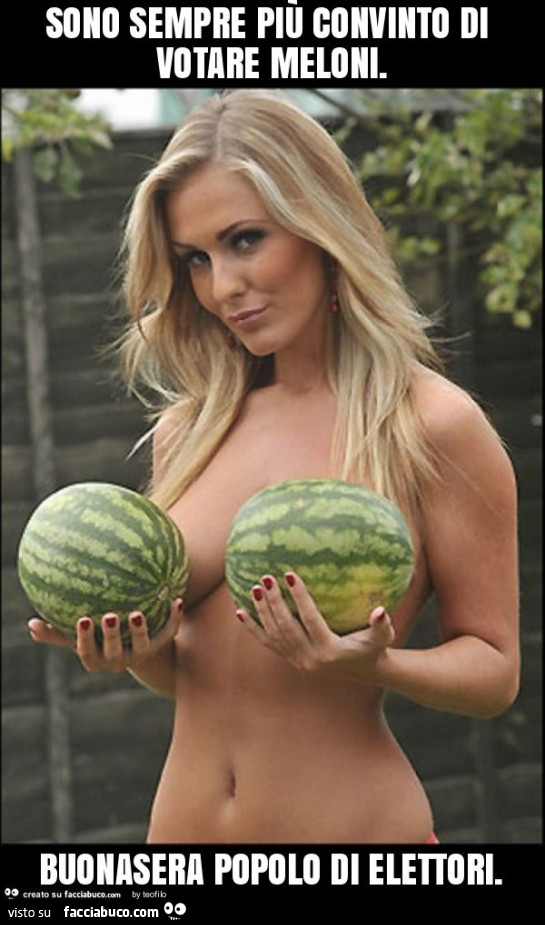 Sono sempre più convinto di votare meloni. Buonasera popolo di elettori