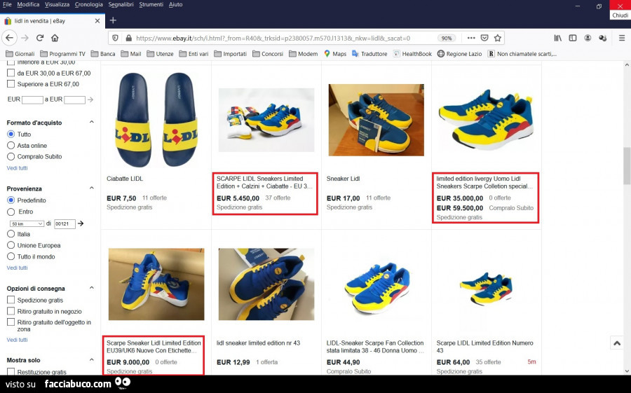 Scarpe Lidl su ebay a prezzi assurdi