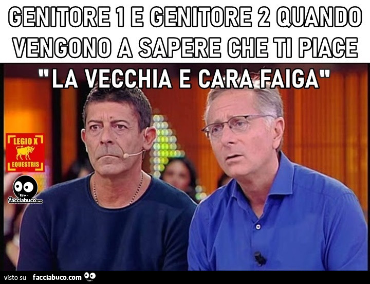 Genitore 1 e genitore 2 quando scoprono che ti piace la vecchia e cara faiga