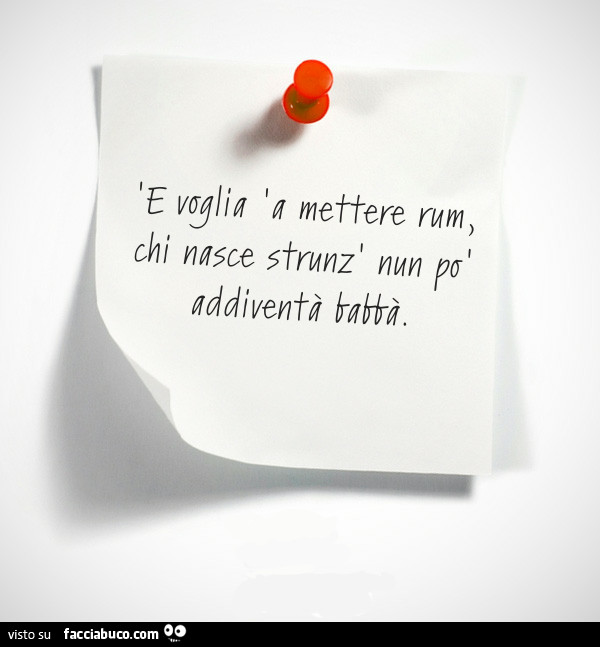 E voglia a mettere rum, chi nasce strunz nun po' addiventà babbà