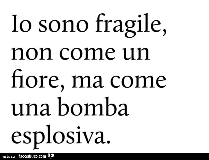 Io sono fragile, non come un fiore, ma come una bomba esplosiva