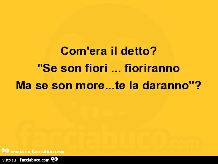 Com'era il detto? Se son fiori… fioriranno ma se son more… te la daranno?