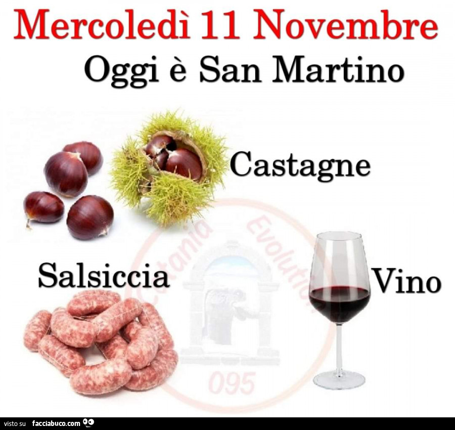 Mercoledì 11 novembre oggi è san martino castagne salsiccia vino