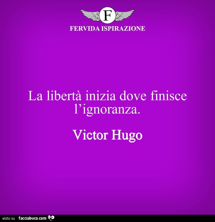 La libertà inizia dove finisce l'ignoranza. Victor Hugo