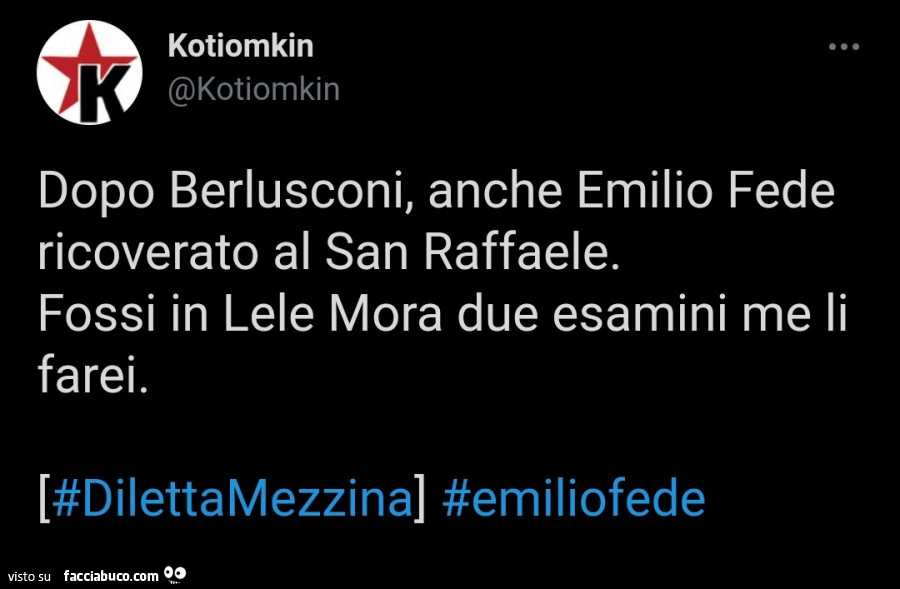 Dopo berlusconi, anche emilio fede ricoverato al san raffaele. Fossi in lele mora due esamini me li farei