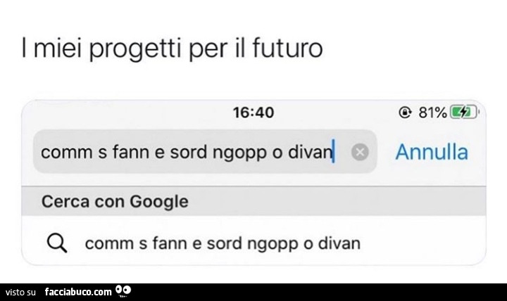 I miei progetti per il futuro. Comm s fann e sord ngopp o divan