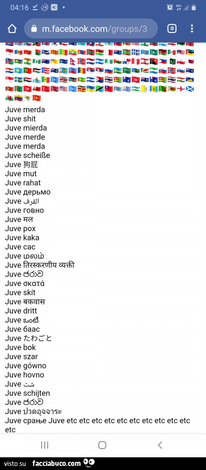 Juve merda in tutte le lingue