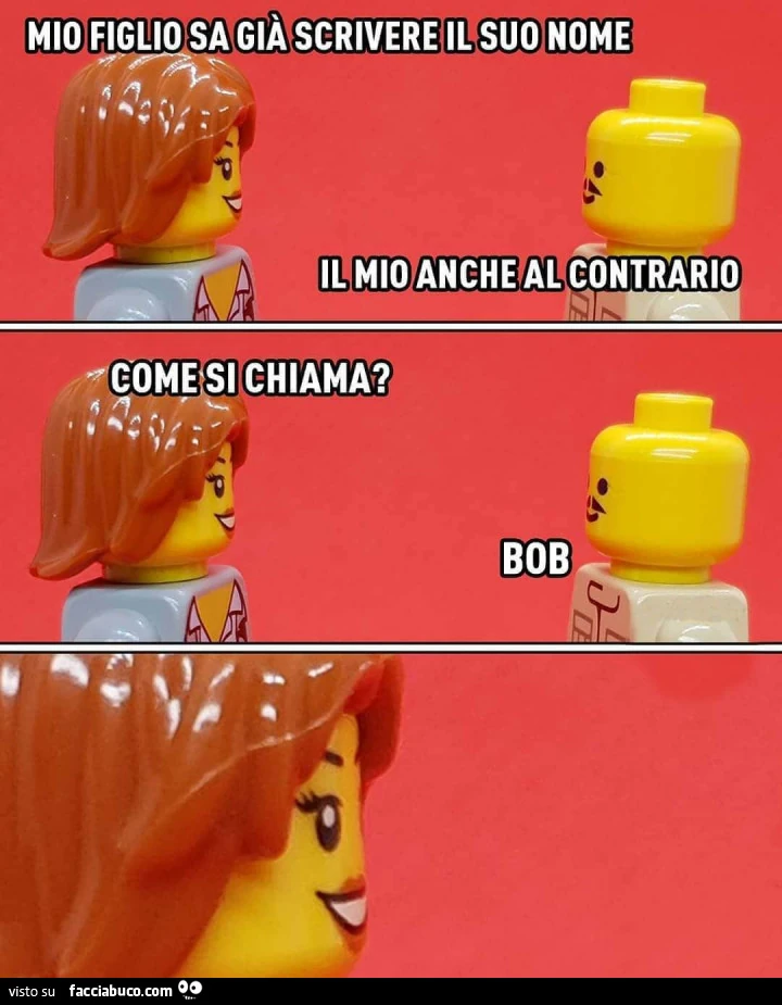 Mio figlio sa già scrivere il suo nome. Il mio anche al contrario. Come si chiama? Bob