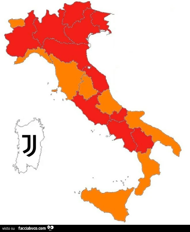 Zone rosse arancioni e bianconere