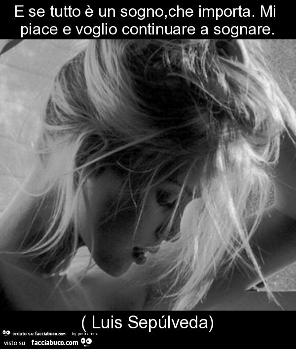 E se tutto è un sogno, che importa. Mi piace e voglio continuare a sognare. ( Luis sepúlveda)