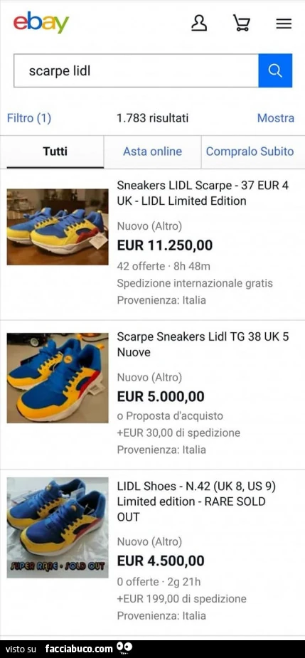 Scarpe Lidl su Ebay