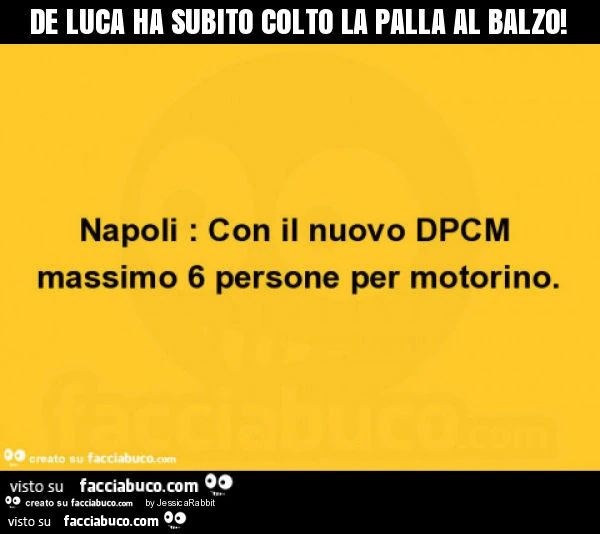 De luca ha subito colto la palla al balzo! Napoli: con il nuovo dpcm massimo 6 persone per motorino