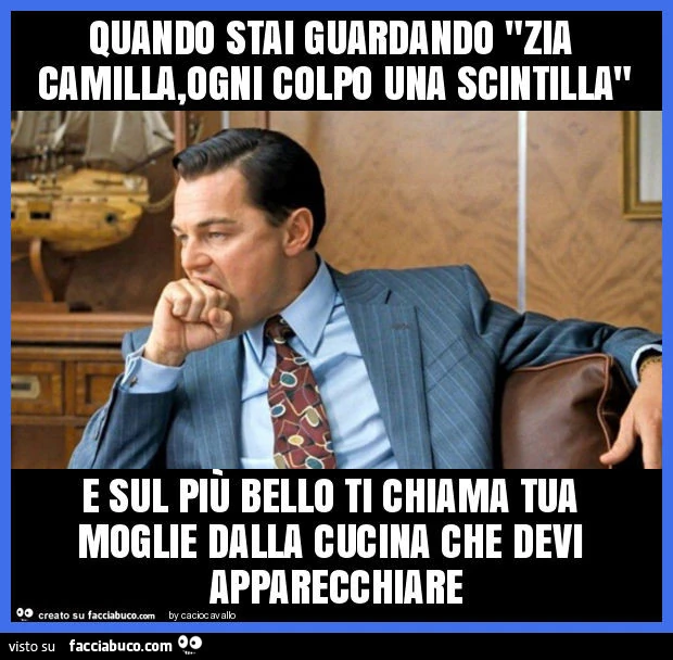 Quando stai guardando "zia camilla, ogni colpo una scintilla" e sul più bello ti chiama tua moglie dalla cucina che devi apparecchiare