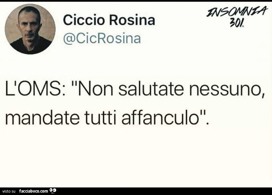 L'oms: non salutate nessuno, mandate tutti affanculo