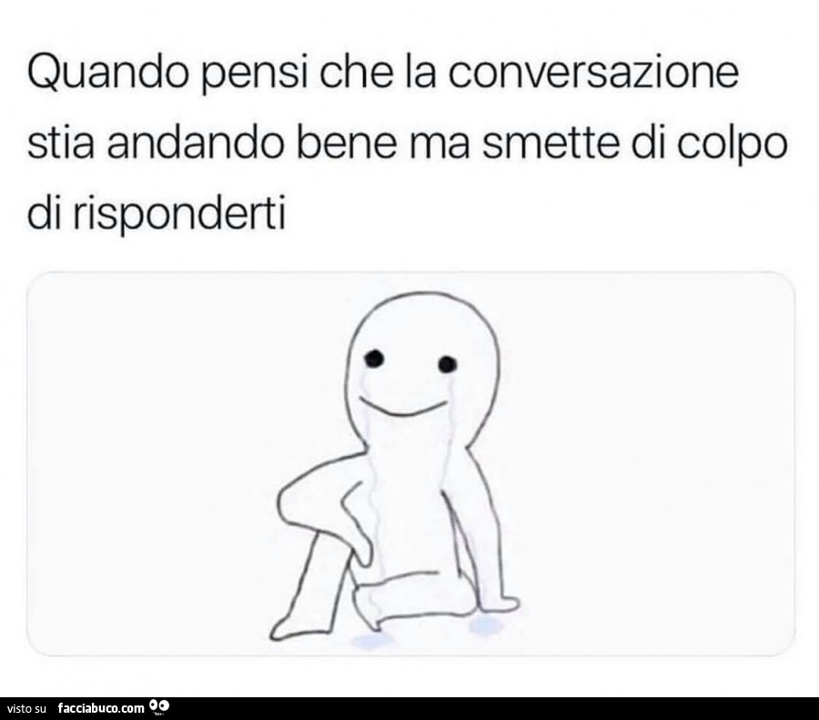 Quando pensi che la conversazione stia andando bene ma smette di colpo di risponderti