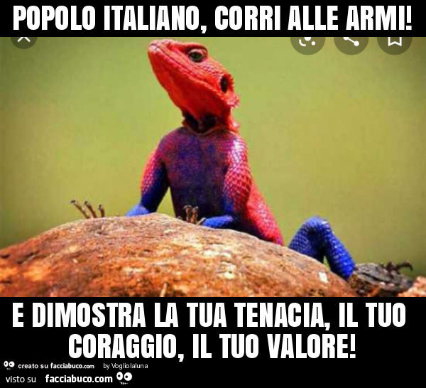 Popolo italiano, corri alle armi! E dimostra la tua tenacia, il tuo coraggio, il tuo valore