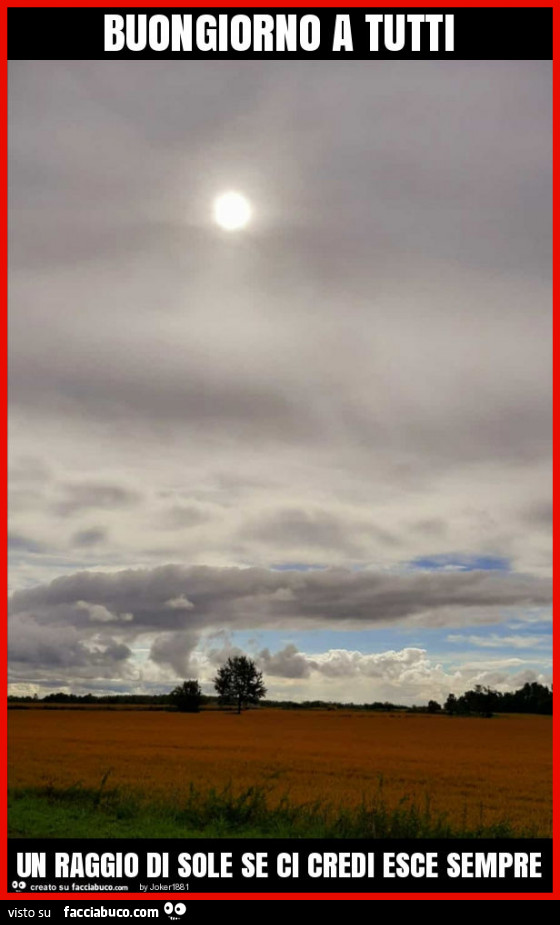 Buongiorno a tutti un raggio di sole se ci credi esce sempre
