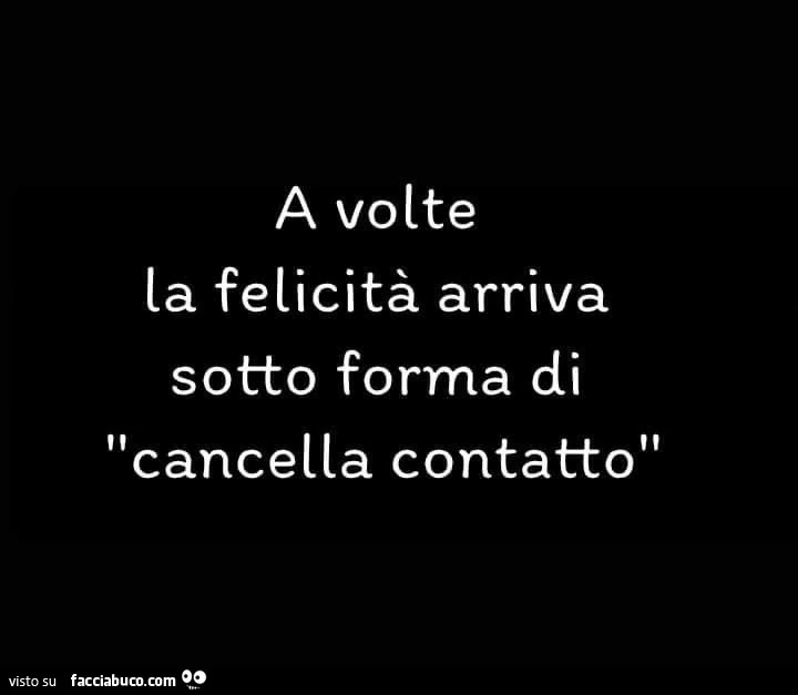 A volte la felicità arriva sotto forma di cancella contatto