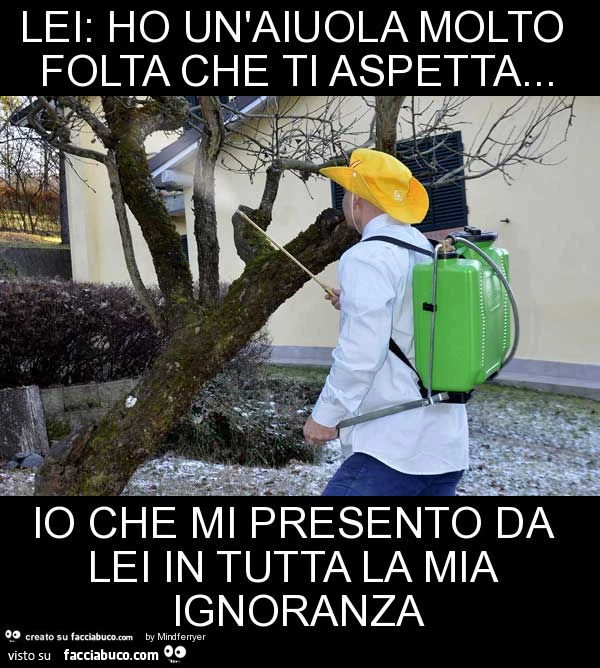 Lei: ho un'aiuola molto folta che ti aspetta&hellip; io che mi presento da lei in tutta la mia ignoranza