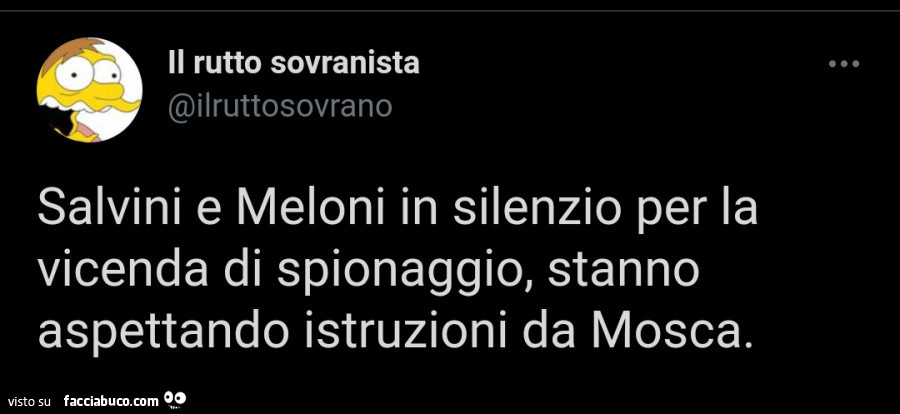 Salvini e meloni in silenzio per la vicenda di spionaggio, stanno aspettando istruzioni da mosca