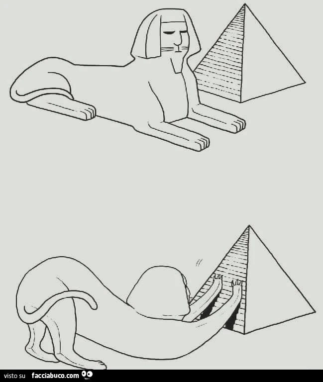 Sfinge si fa le unghie sulla piramide