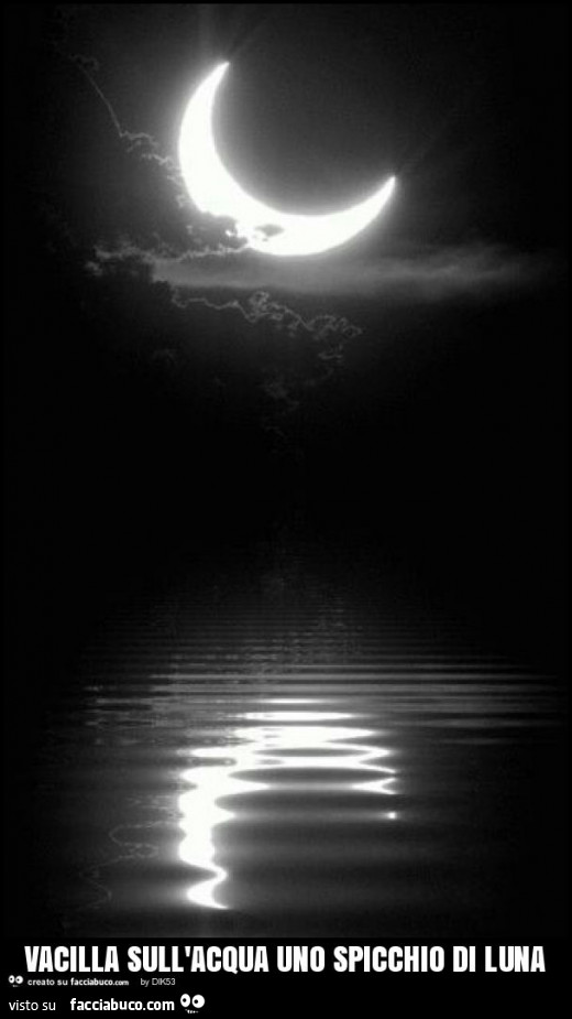 Vacilla sull'acqua uno spicchio di luna