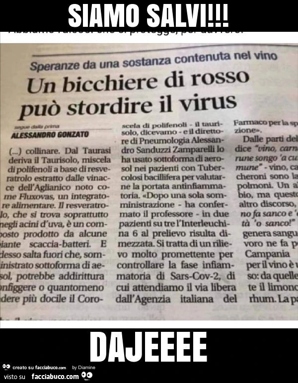 Siamo salvi! Dajeeee