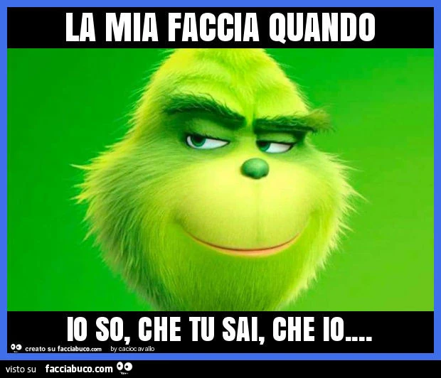 La mia faccia quando io so, che tu sai, che io