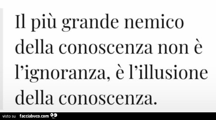 Il più grande nemico della conoscenza non è l'ignoranza, è l'illusione della conoscenza