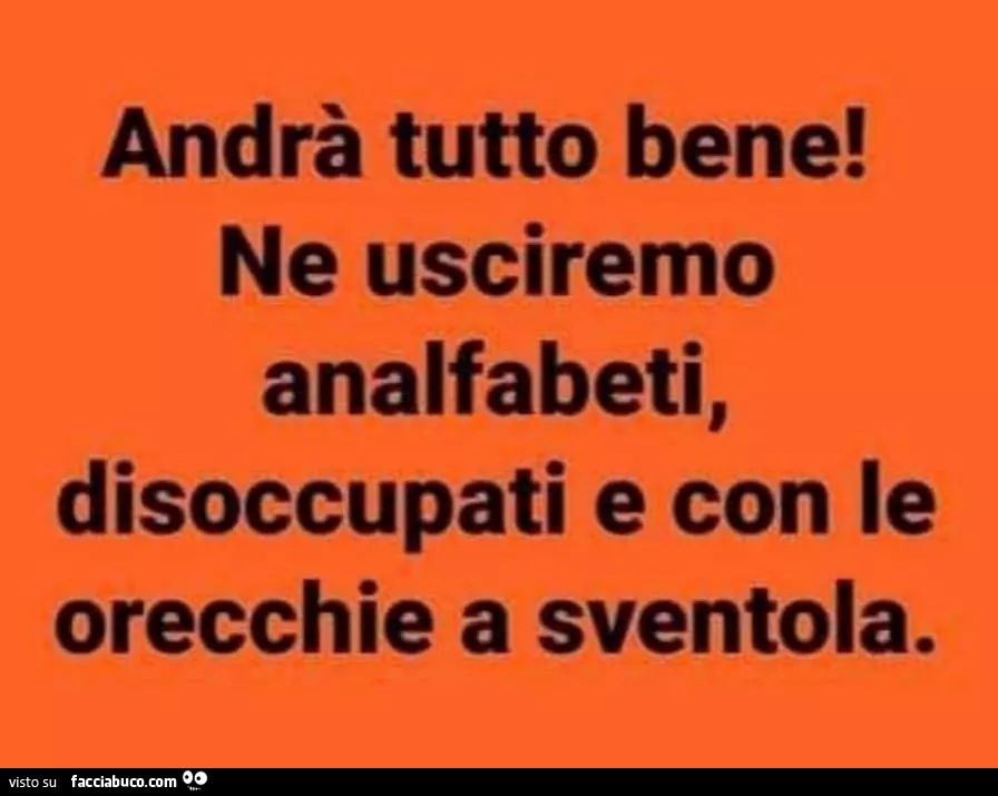 Andrà tutto bene! Ne usciremo analfabeti, disoccupati e con le orecchie a sventola