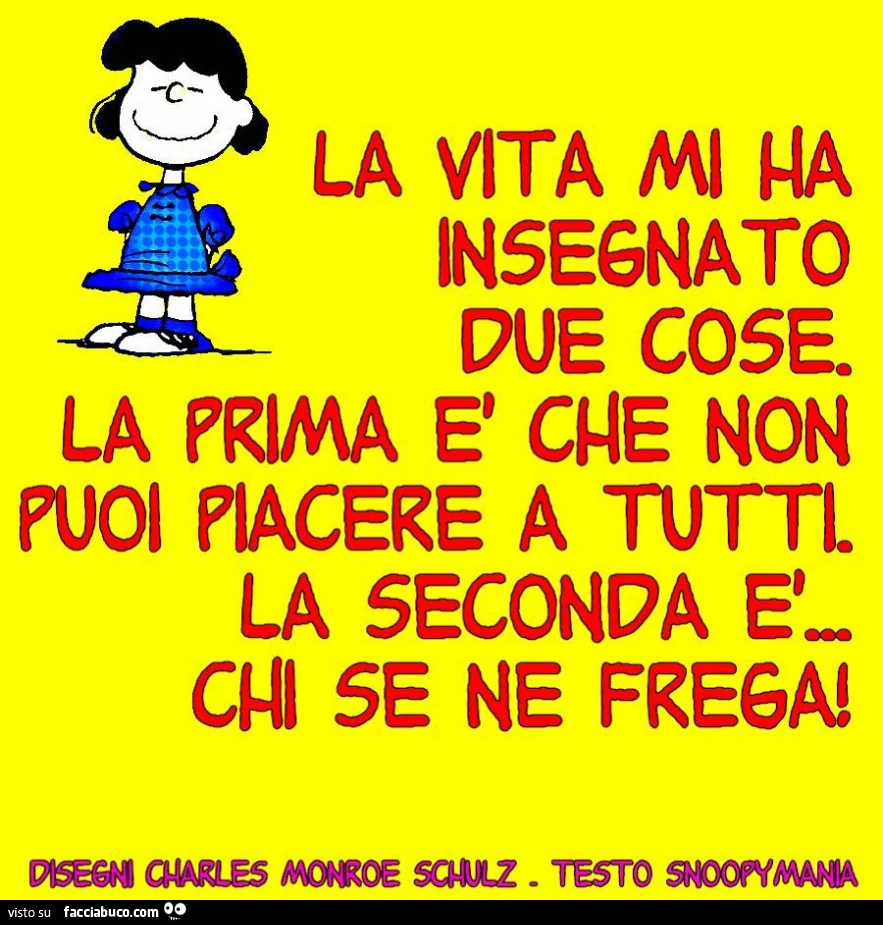 La vita mi ha insegnato due cose. La prima è che non puoi piacere a tutti. La seconda è chi se ne frega