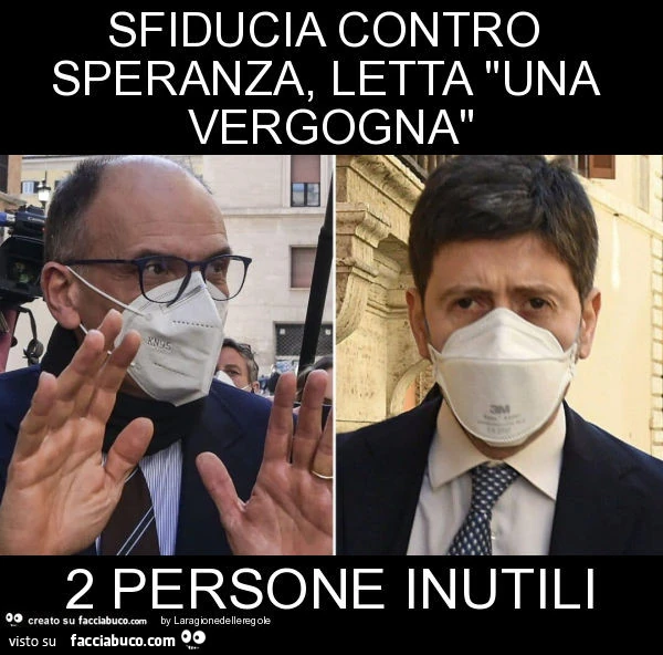 Sfiducia contro speranza, letta "una vergogna" 2 persone inutili