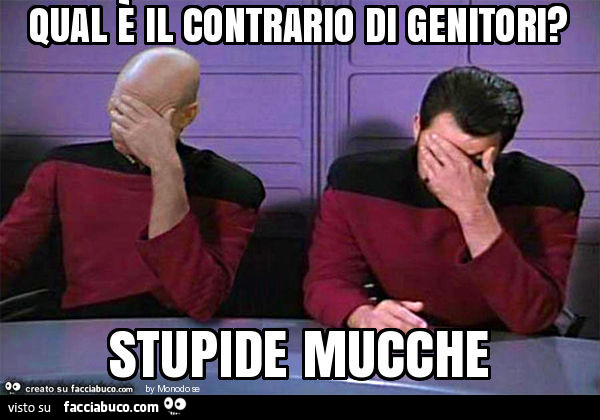 Qual è il contrario di genitori? Stupide mucche