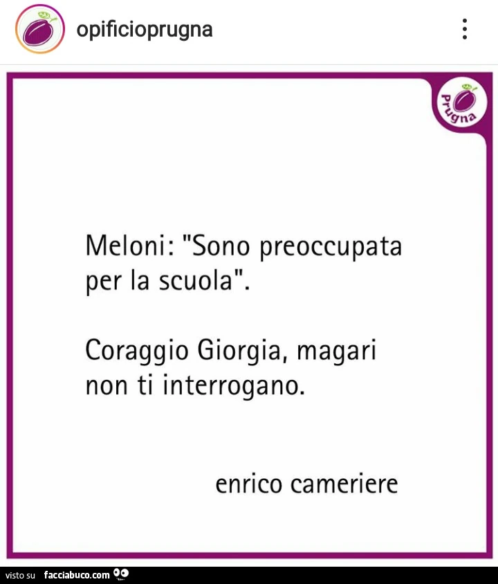 Meloni: sono preoccupata per la scuola. Coraggio Giorgia, magari non ti interrogano