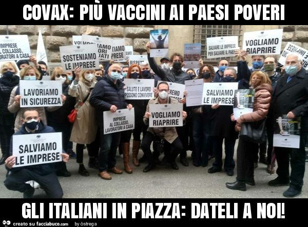 Covax: più vaccini ai paesi poveri gli italiani in piazza: dateli a noi