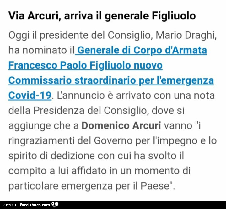 Via arcuri, arriva il generale figliuolo