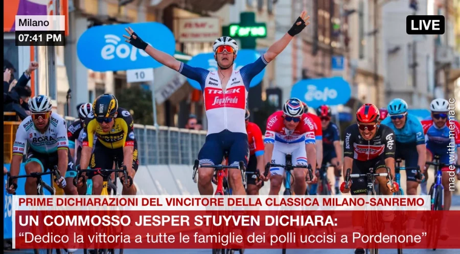 Dichiarazioni del vincitore della milano Sanremo