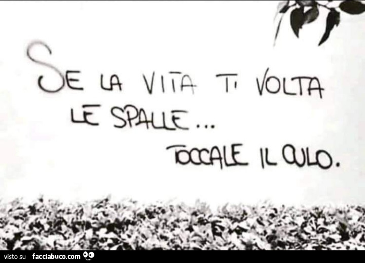 Se la vita ti volta le spalle toccale il culo