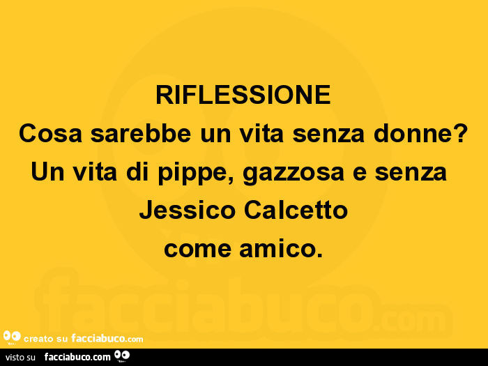 RIFLESSIONE Cosa sarebbe un vita senza donne? Un vita di pippe, gazzosa e senza Jessico Calcetto come amico