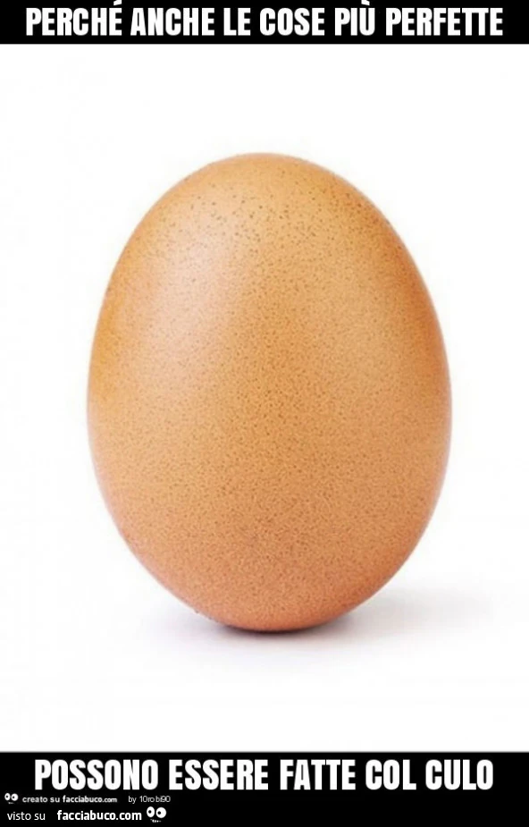 Perché anche le cose più perfette possono essere fatte col culo