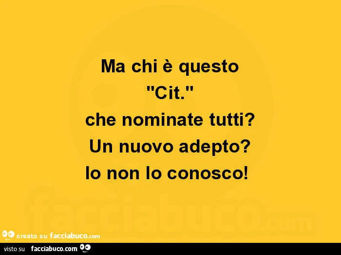 Ma chi è questo cit che nominate tutti? Un nuovo adepto? Io non lo conosco