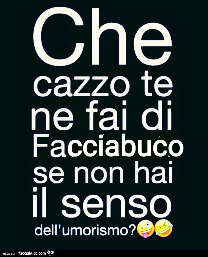 Che cazzo te ne fai di Facciabuco se non hai il senso dell'umorismo?