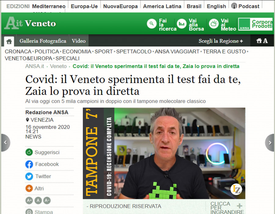 Covid il veneto sperimenta il test fai da te, zaia lo prova in diretta meme andrea galeazzi ansa