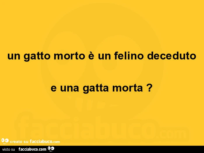 Un gatto morto è un felino deceduto e una gatta morta?