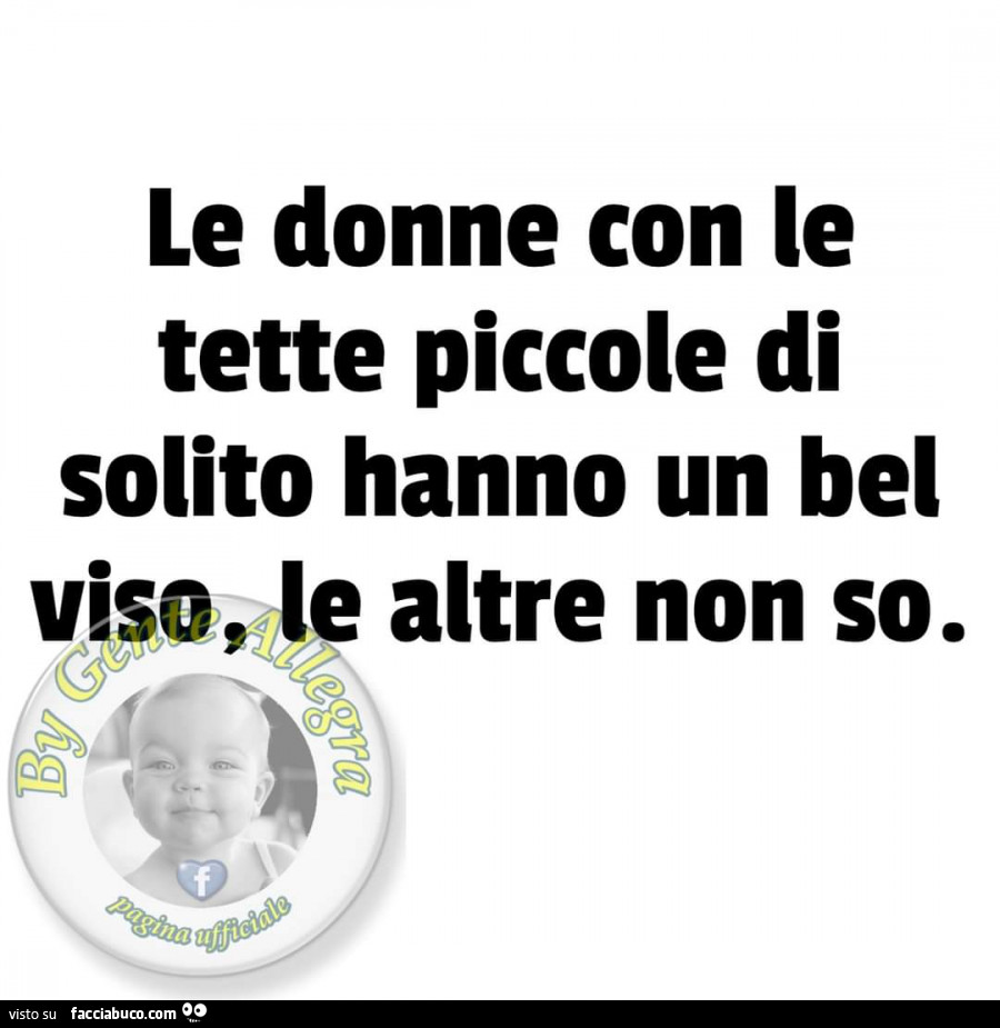 Le donne con le tette piccole di solito hanno un bel viso, le altre non so  - Facciabuco.com